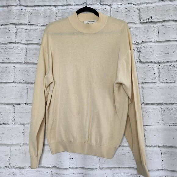PRONTO UOMO Jumper Men's Medium Silk Blend Knitted Crew Neck Pullover Beige - Picture 2 of 11